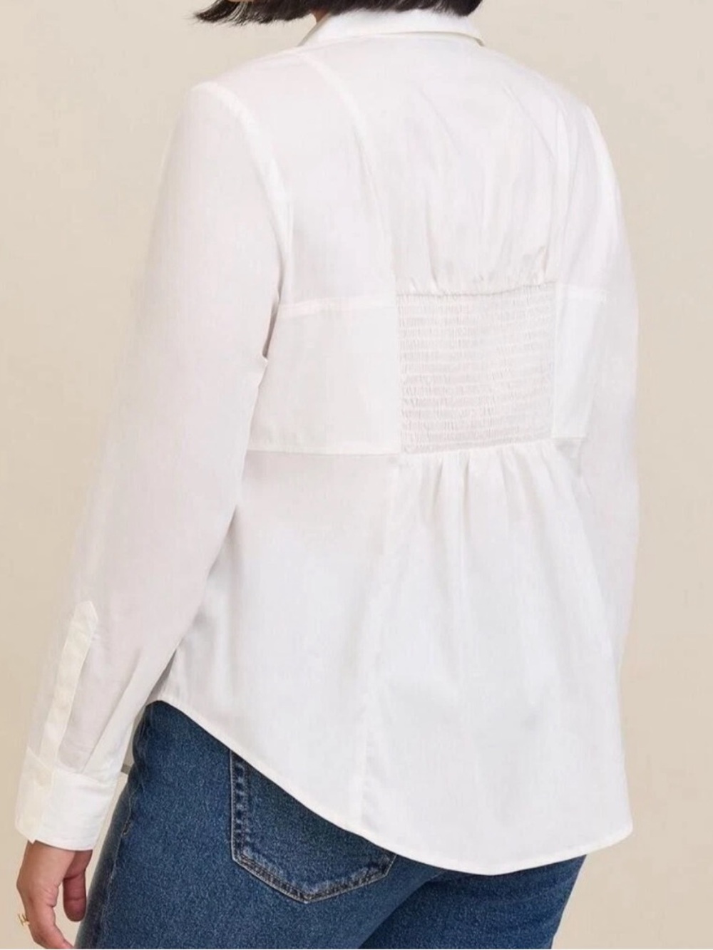 Torrid Poplin Corset Detail Smocked Button Up Shirt White size 2x NWT - Picture 2 of 8